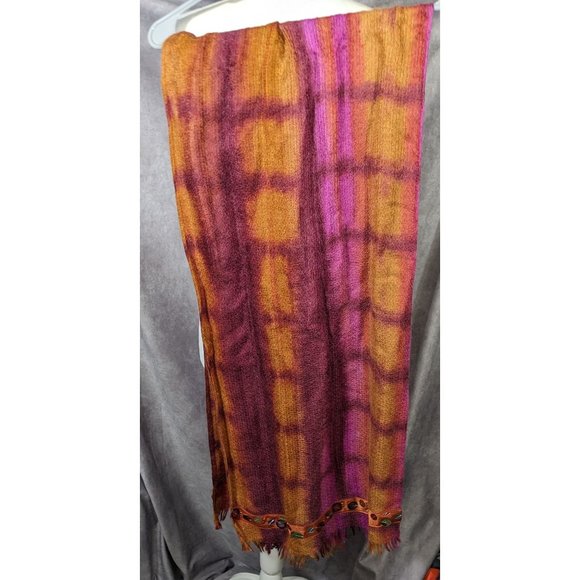 Tasouris Sunset Square Tiedye Scarf With Sequin Accents - Picture 8 of 9